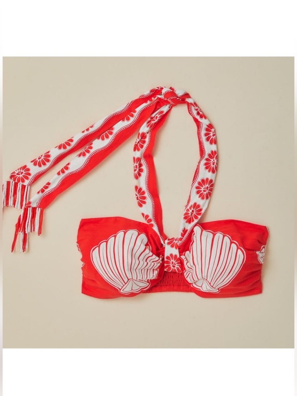 Farm Rio Red Ainika Shell Crop Top - Picture 2 of 7